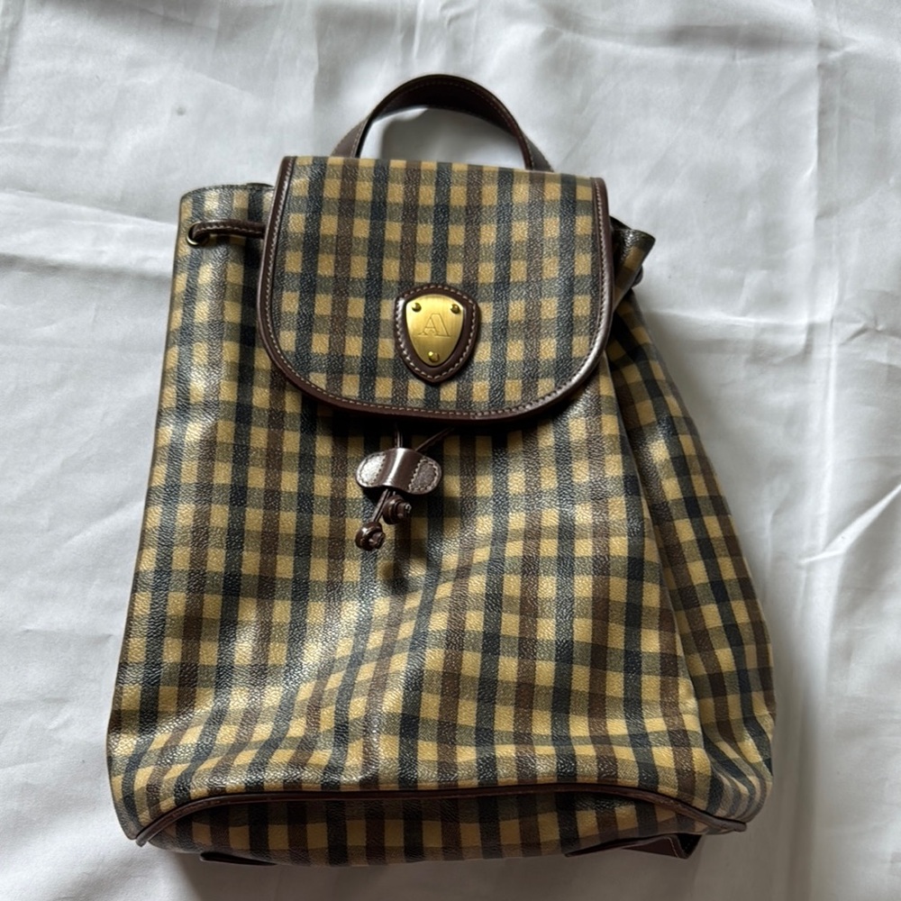Aquascutum London Leather Backpack, Water Resistant Leather Mini Backpack